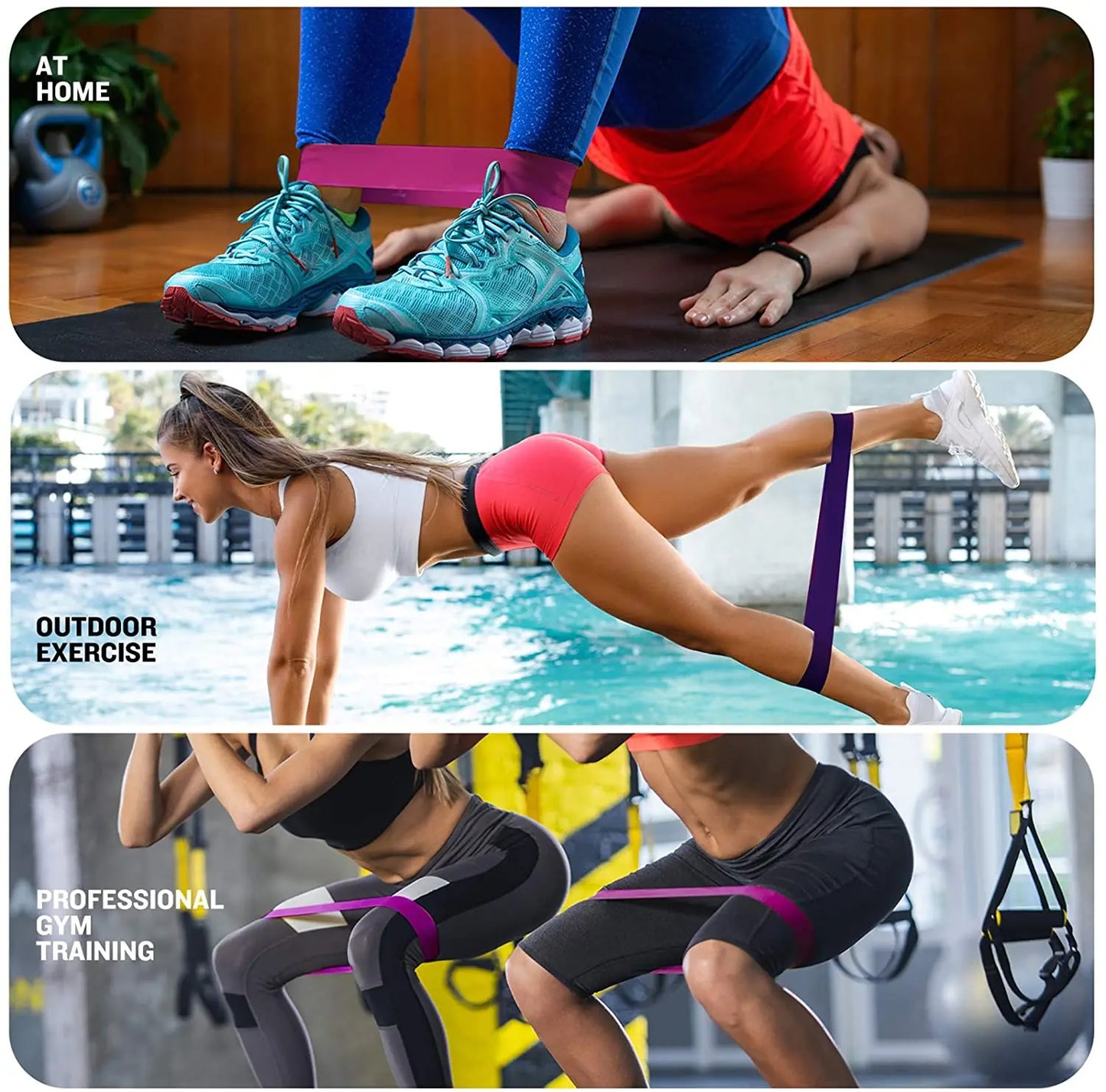 Bandes d'exercice à boucle de résistance, 5 niveaux de résistance différents, bande élastique adaptée à l'étirement des bras et des jambes, entraînement de force