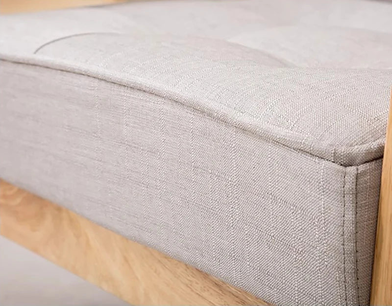 Canapé Minimaliste Moderne en Bois Massif, Canapé en Tissu, Style Nordique Original, Petit, Double, Appartement, Maison, Salon