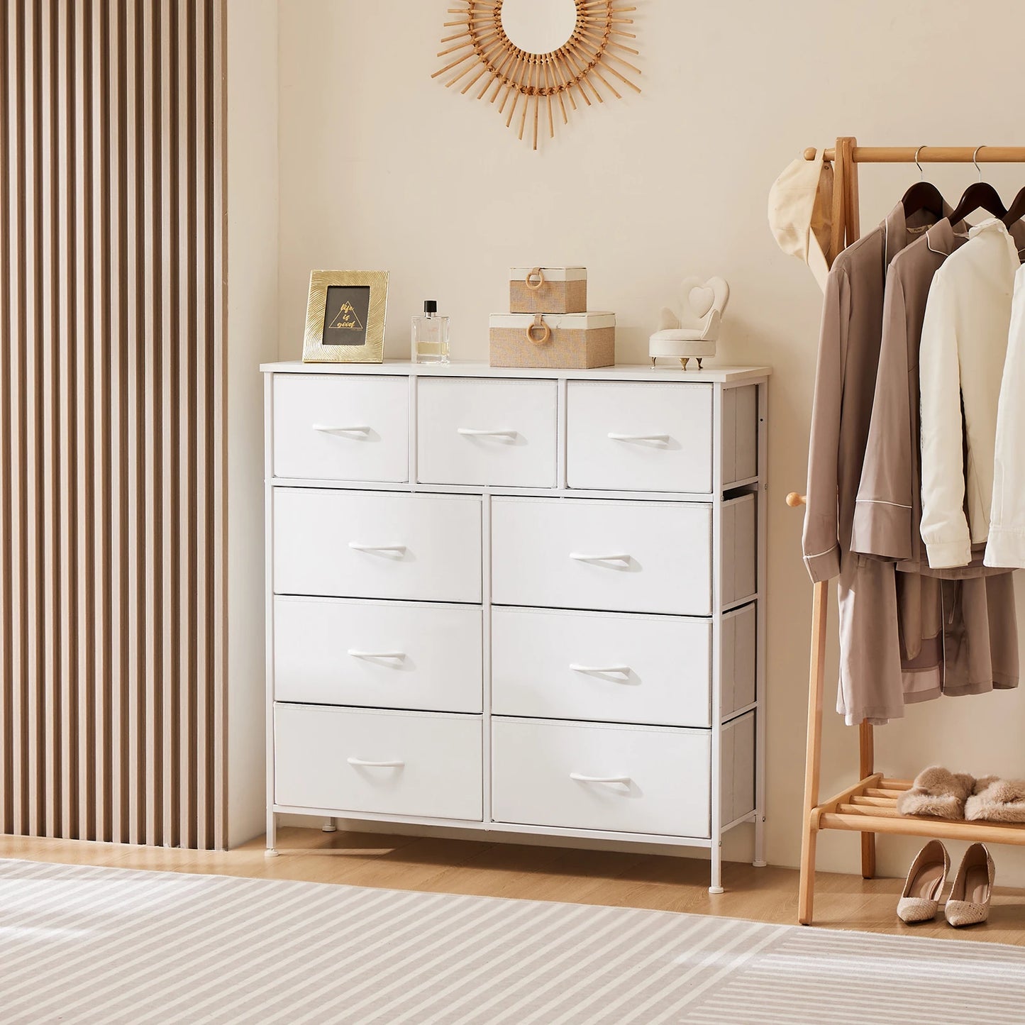 JHK commode pour chambre à coucher avec 9 tiroirs de rangement en tissu armoire grande poitrine organisateur placard adulte enfants vêtements armoire meubles