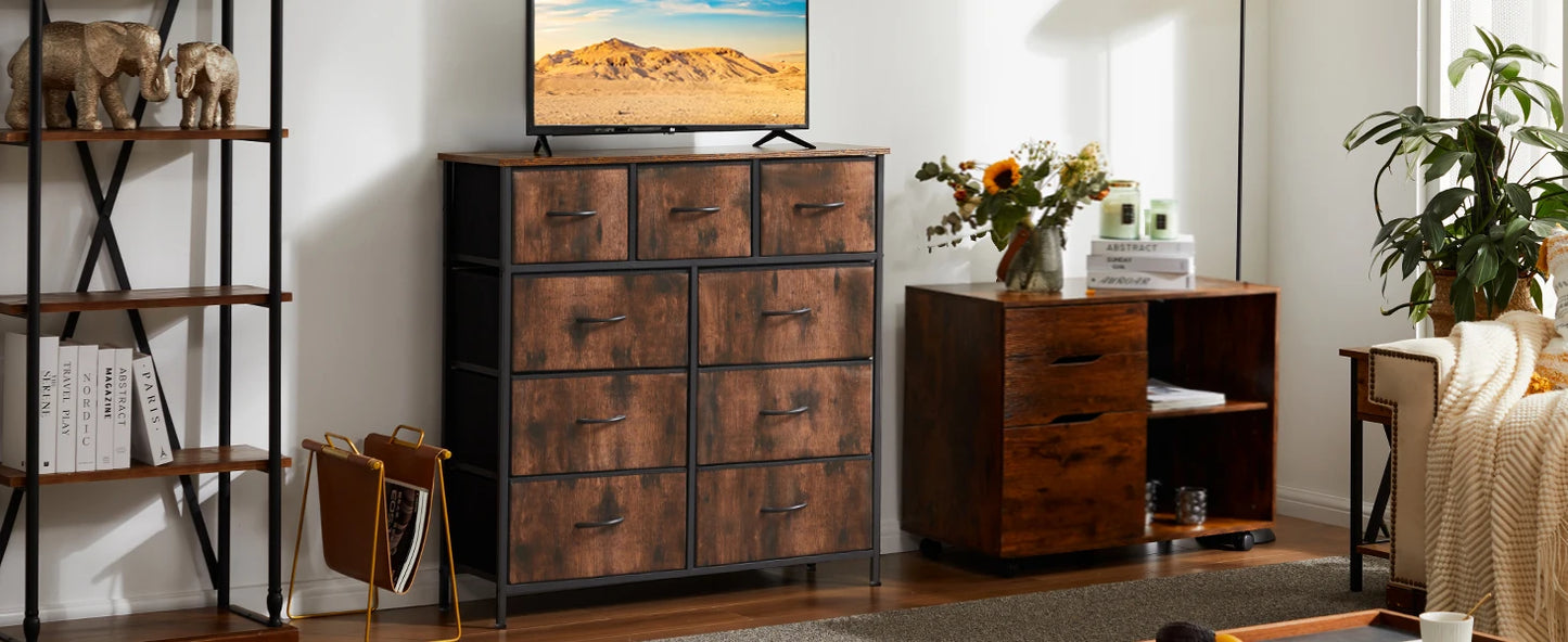JHK commode pour chambre à coucher avec 9 tiroirs de rangement en tissu armoire grande poitrine organisateur placard adulte enfants vêtements armoire meubles