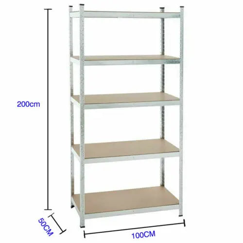 DayPlus Garage Shelving Units - Metal Storage Shelve 5 Tier Adjustable Shelf Racking Unit Rack Shed 200x100x50cm,875KG Capacity