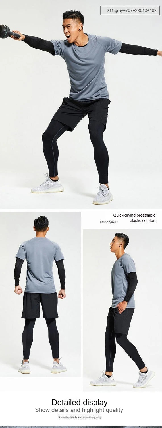 Équipement de sport, de basket-ball, d'entraînement transfrontalier, collants en velours, séchage rapide, combinaisons de Fitness pour course à pied et nuit du matin