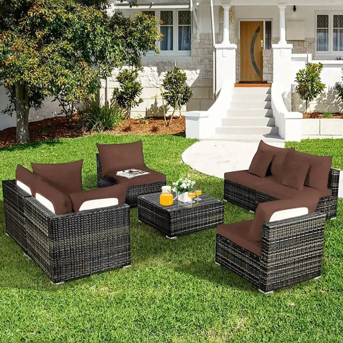 Housses de coussin de canapé à imprimé Tropical extérieur-protecteurs de meubles antidérapants, remplacement pour coussins de siège individuels