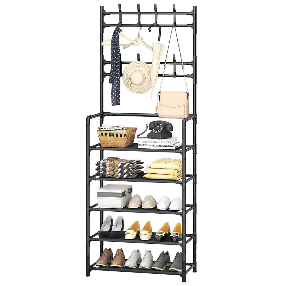 DIY Shoe and Hat Rack Clothes Hanger Organizer Floor Standing Storage Shelf Doorway Simple Multi-Layer Shoerack
