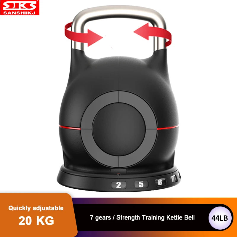 Nouveau SANSHIKJ 44lb cloche de bouilloire, kettlebell réglable rapide à sept vitesses 20kg
