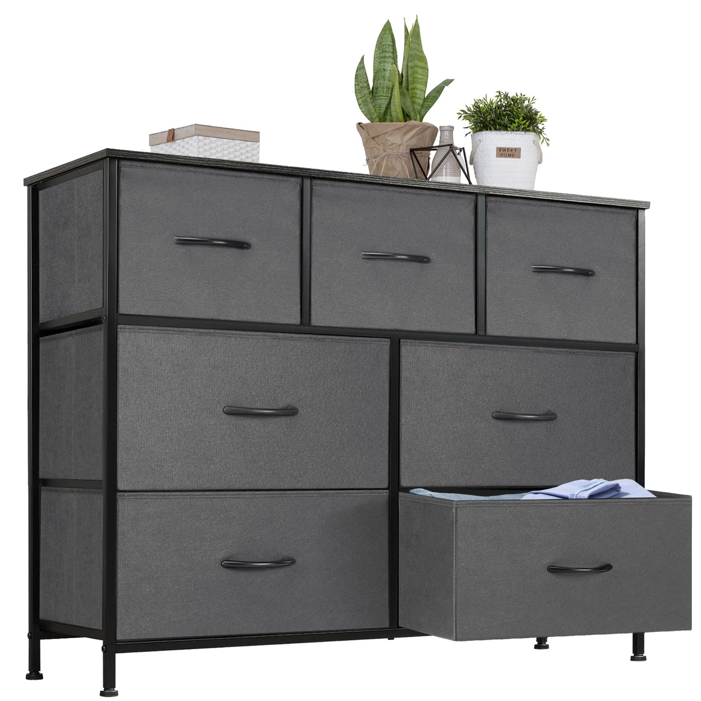 JHK Desser pour chambre à coucher avec 7 tiroirs en tissu organisateur placard de rangement poitrine vêtements pour salon vitrine de meubles