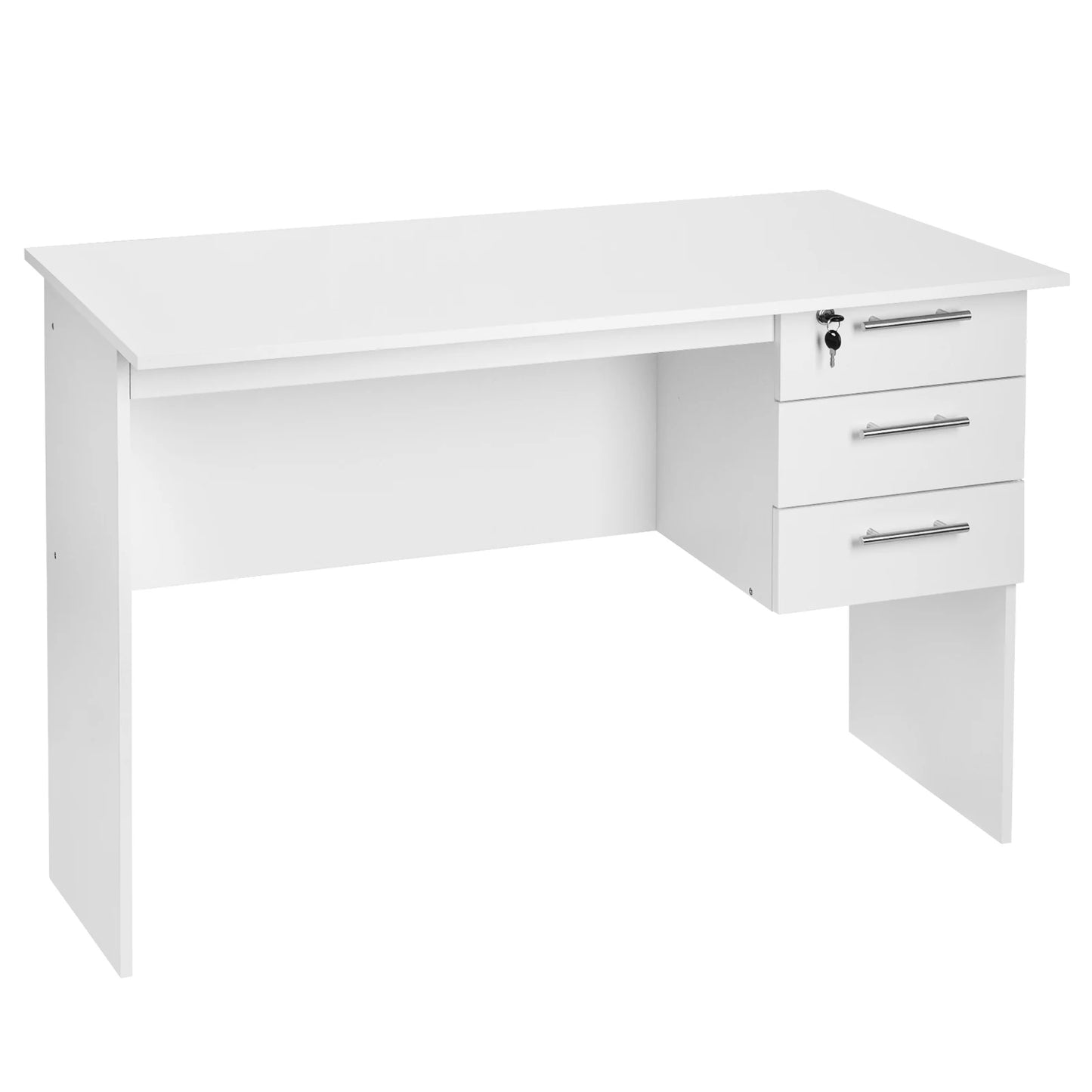 WOLTU Office Computer Desk Black/ White Chipboard Table PC Work Study Table with Lock 3 Drawers for Bedroom Writing Tables