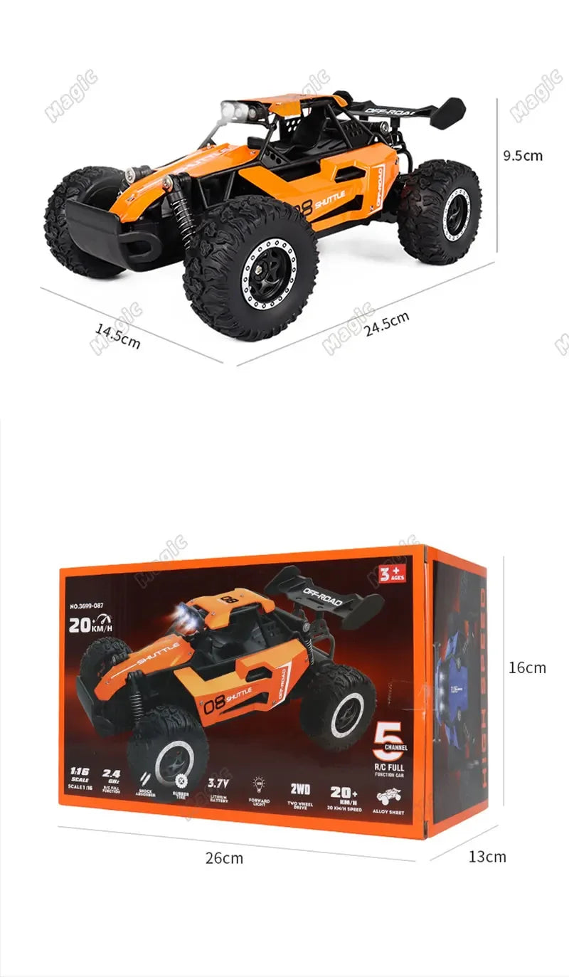 Voitures RC 1:16 Voiture tout-terrain télécommandée 2WD haute vitesse 20 km/h Tout-terrain Jouet électrique Voiture RC tout-terrain Camions