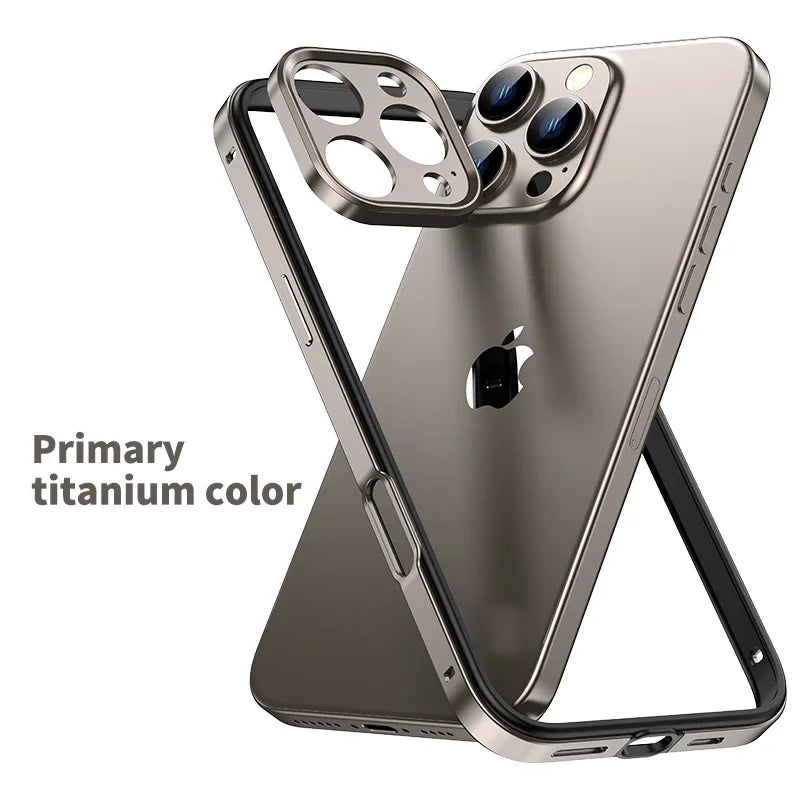 Protection de caméra + cadre hybride en Silicone, coque de téléphone en aluminium et métal pour iPhone 16 15 14 13 Pro Max, pare-chocs à meilleure chaleur