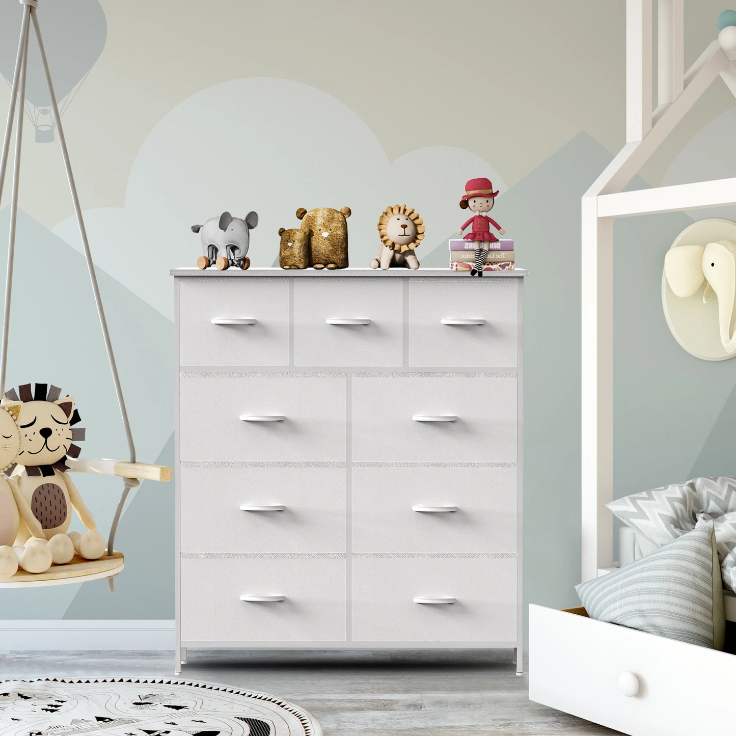 JHK commode pour chambre à coucher avec 9 tiroirs de rangement en tissu armoire grande poitrine organisateur placard adulte enfants vêtements armoire meubles
