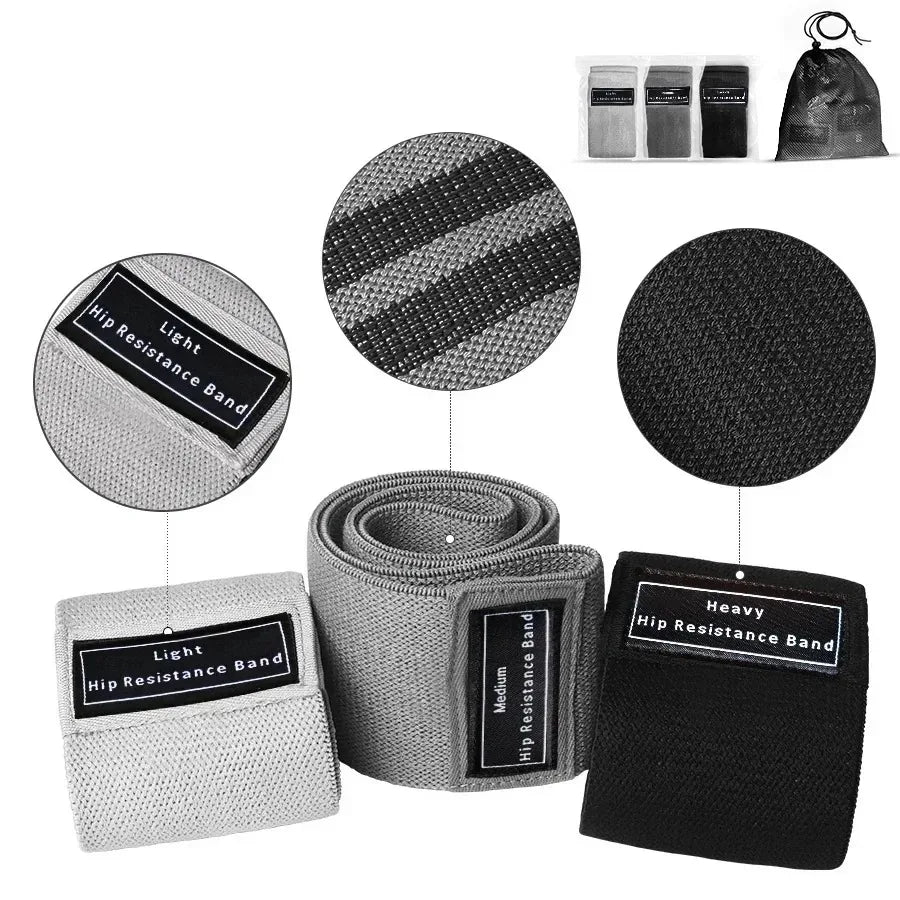 Bandes de résistance, bandes d'entraînement en tissu pour femmes et hommes, bandes de résistance pour butin en tissu, bandes de squat épaisses pour fesses/jambes/cuisses