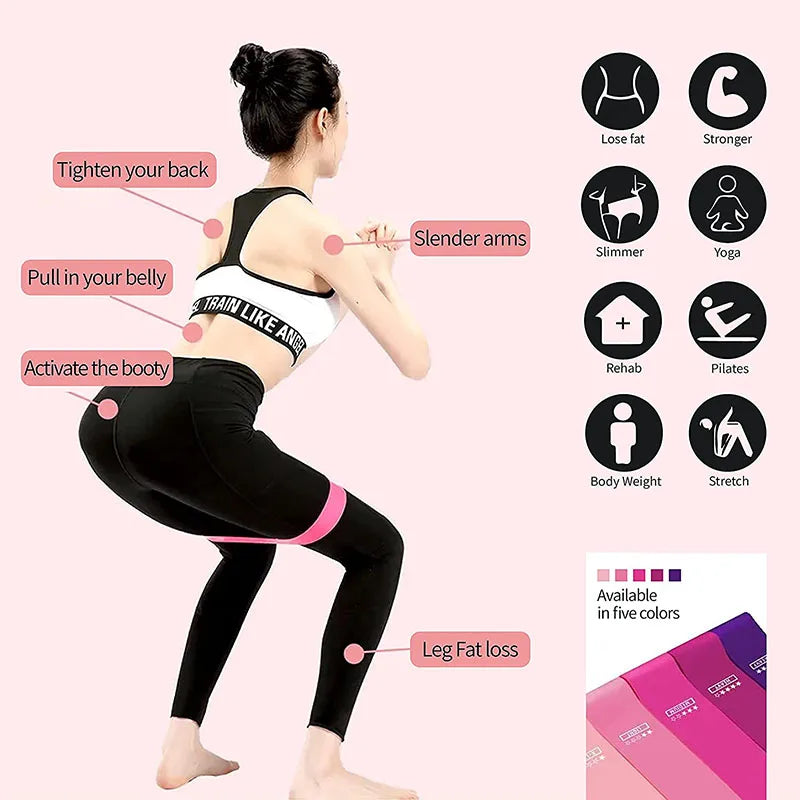 Bandes d'exercice à boucle de résistance, 5 niveaux de résistance différents, bande élastique adaptée à l'étirement des bras et des jambes, entraînement de force