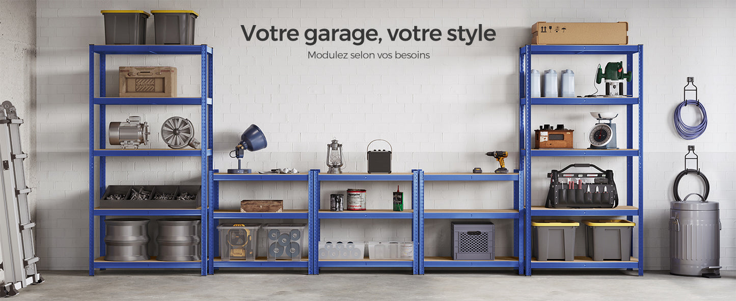 Étagère Charge Lourde à 5 Niveaux, Montage sans Vis,  Capacité 750 kg, 60 x 120 x 200 cm