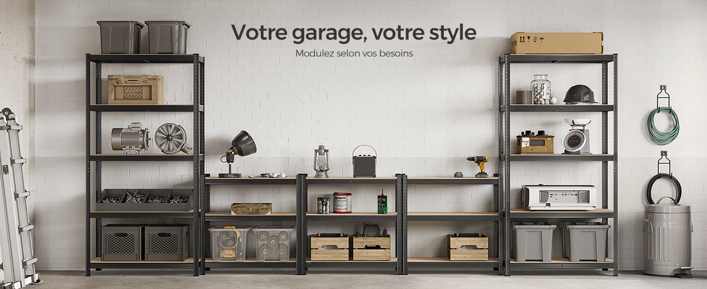 Étagère Charge Lourde à 5 Niveaux, Montage sans Vis,  Capacité 750 kg, 60 x 120 x 200 cm