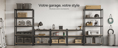 Étagère Charge Lourde à 5 Niveaux, Montage sans Vis,  Capacité 750 kg, 60 x 120 x 200 cm