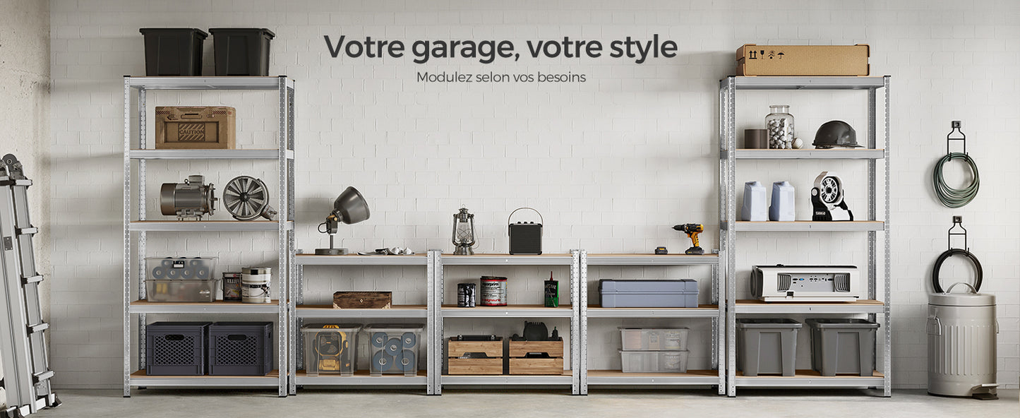 Étagère Charge Lourde à 5 Niveaux, Montage sans Vis,  Capacité 750 kg, 60 x 120 x 200 cm