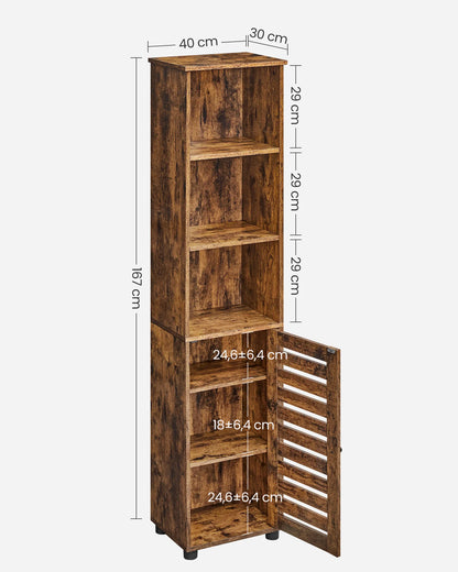 VASAGLE Meuble de Salle de Bain, Étagère de Rangement, Placard Haut, avec 3 Compartiments Ouverts et 2 Étagères Réglables, Salon, Entrée