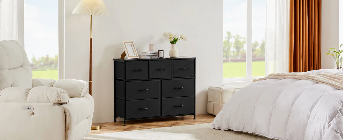 JHK Desser pour chambre à coucher avec 7 tiroirs en tissu organisateur placard de rangement poitrine vêtements pour salon vitrine de meubles