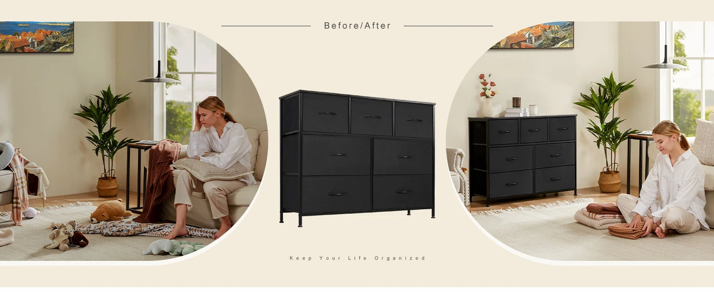 JHK Desser pour chambre à coucher avec 7 tiroirs en tissu organisateur placard de rangement poitrine vêtements pour salon vitrine de meubles