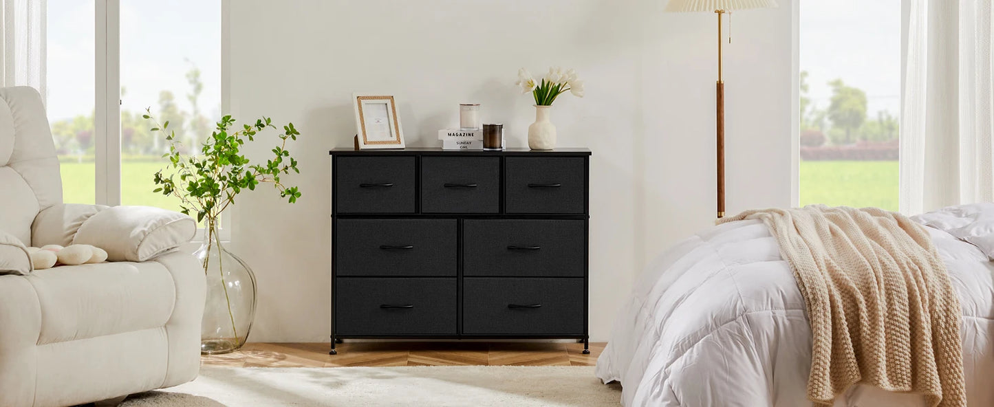 JHK Desser pour chambre à coucher avec 7 tiroirs en tissu organisateur placard de rangement poitrine vêtements pour salon vitrine de meubles