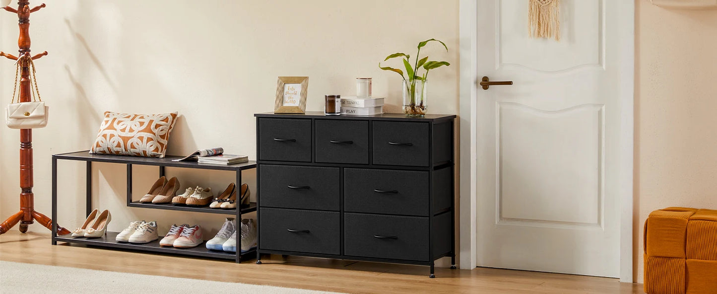 JHK Desser pour chambre à coucher avec 7 tiroirs en tissu organisateur placard de rangement poitrine vêtements pour salon vitrine de meubles