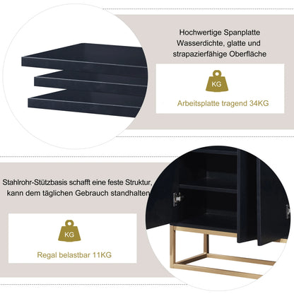 Buffet de style minimaliste moderne, meuble buffet sans poignée à 4 portes pour salle à manger, salon, cuisine (noir)