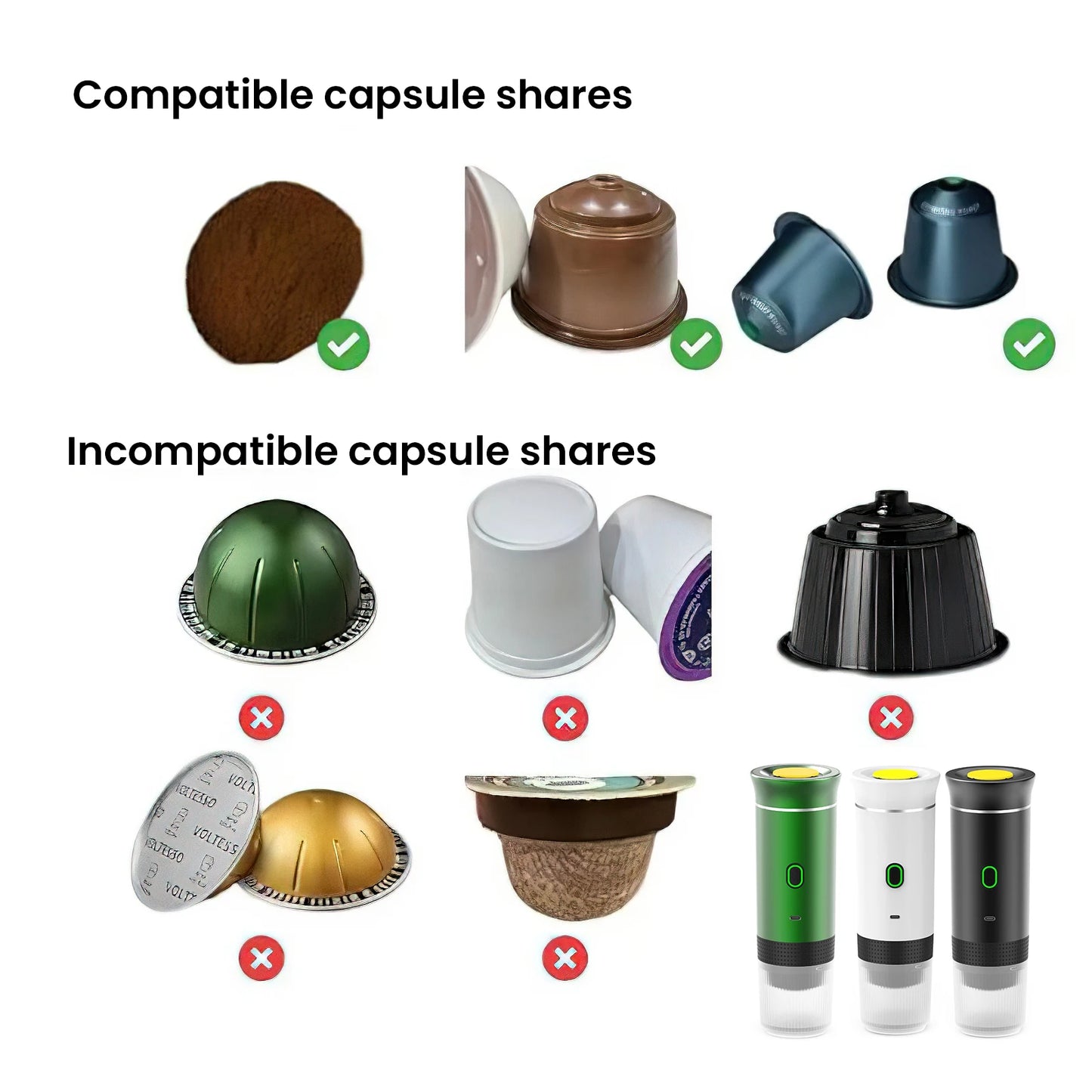 3-in-1 Wireless Electric Portable Espresso Coffee Machine for Car & Home Camping Coffee Maker Capsule Powder Travel Coffee Maker