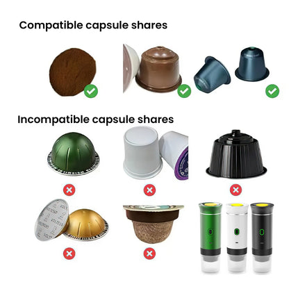 3-in-1 Wireless Electric Portable Espresso Coffee Machine for Car & Home Camping Coffee Maker Capsule Powder Travel Coffee Maker