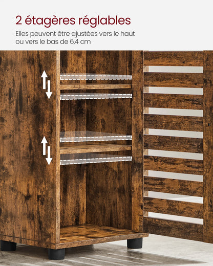 VASAGLE Meuble de Salle de Bain, Étagère de Rangement, Placard Haut, avec 3 Compartiments Ouverts et 2 Étagères Réglables, Salon, Entrée
