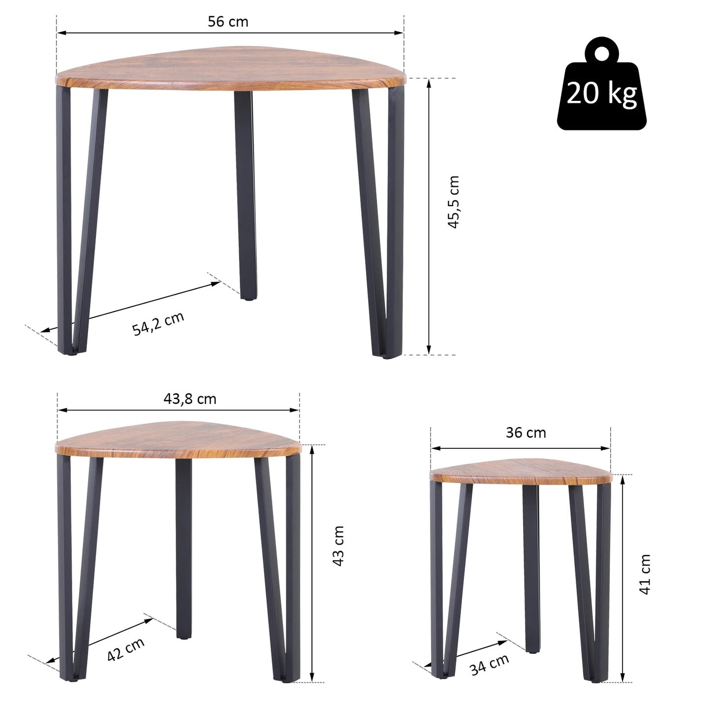 Tables basses modernes avec pieds en métal, table d'appoint accent, salle de bain, MCOM 3