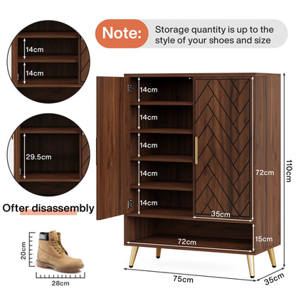 Tribesigns-Meuble à chaussures à 6 niveaux avec portes, armoire de rangement pour chaussures en bois pour brochure avec étagères réglables pour l'entrée