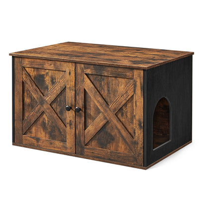 Maison de Toilette Chat - Meuble Litière Chat - avec Séparateur Amovible - Table - Grège