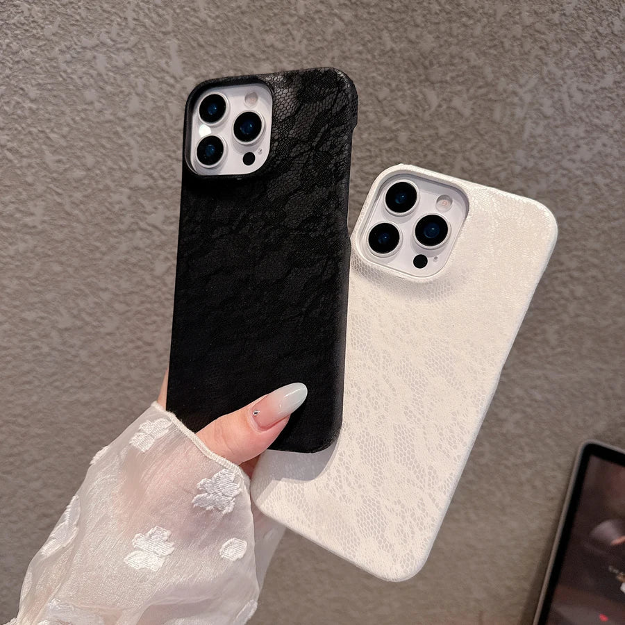 Coque de téléphone Sexy en dentelle à fleurs, étui rigide en TPU pour iPhone 17 16 15 14 13 12 11 Pro Max, coque anti-rayures, antichoc