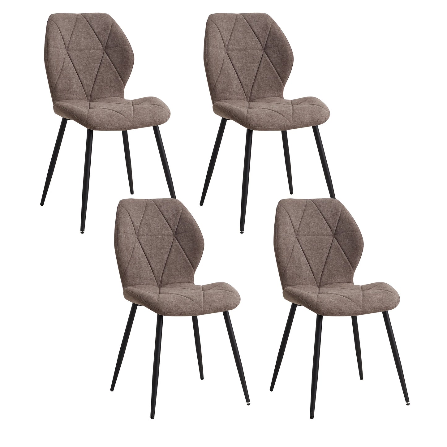 EGOONM A Set of 4 Dining Chairs Upholstered Padded Linen Fabric Kitchen Chairs Metal Legs for Balcony Restaurant  Dining Room
