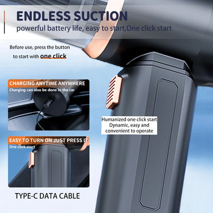 Car Vacuum Cleaner Strong Suction Cleaning Mini Machine Wireless Portable Handhled Blower Machine Air Duster for Home Appliances