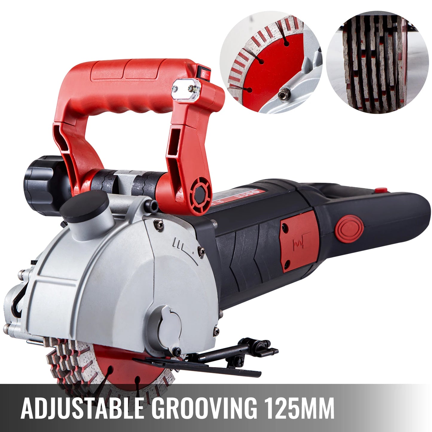 SucceBuy Max 4800W Wall Chaser Concrete Cutter Electric Laser Aiming Groove Slotting Machine 125mm Circular Saw Cutting Tool