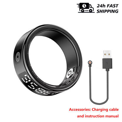 Smart Ring Gesture Swipe Control Heart Rate Blood Oxygen Monitoring Multi Sport Modes IP68 Waterproof Bluetooth Women Smartrings