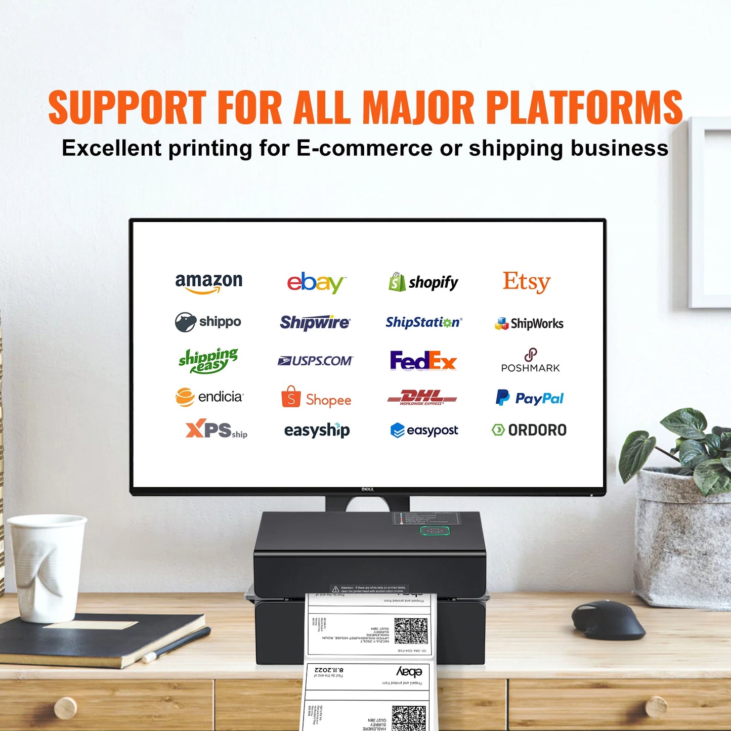 SucceBuy Thermal Label Printer 300DPI Bluetooth & Automatic Label Recognition for 4x6 Mailing Packages USB Barcode Sticker Make