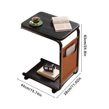 Table d'appoint de canapé en forme de C, double couche, mobile, carré simple, petite table d'appoint pour canapés, salons, zones de chevet, accessoires
