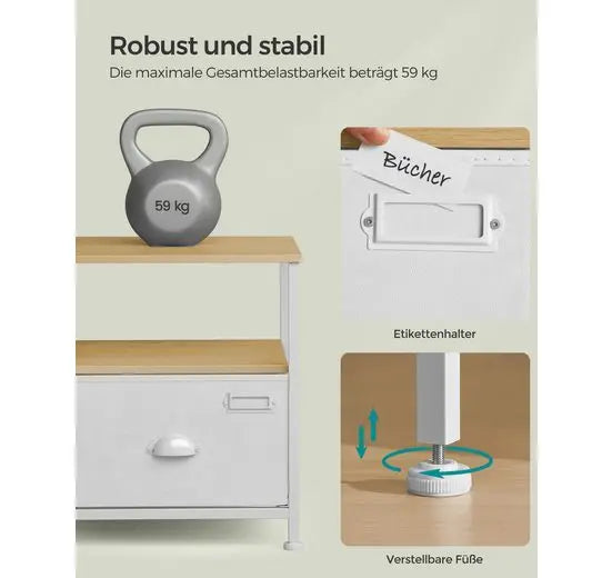 SONGMICS bedside table, night chest of drawers, with drawer, 2 shelves, vintage