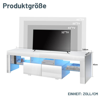 Modern White 160CM TV Cabinet for 32 to 65 inch TV With RGB LED Lights High Gloss Door TV Stand Living Room Furniture TV Cabinet