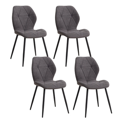 EGOONM A Set of 4 Dining Chairs Upholstered Padded Linen Fabric Kitchen Chairs Metal Legs for Balcony Restaurant  Dining Room