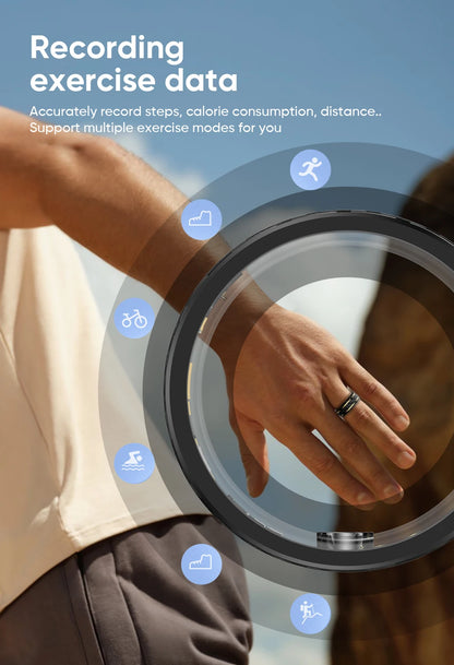 Anneau intelligent de traqueur de forme physique pour femmes et hommes, avec fréquence cardiaque, surveillance de la pression artérielle et de l'oxygène, suivi du sommeil et comptage des pas