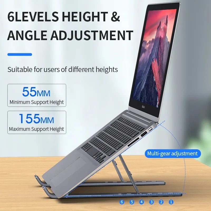 Support pliable pour ordinateur Portable, réglable, Base de Support en alliage d'aluminium pour Macbook, accessoires pour ordinateur Portable