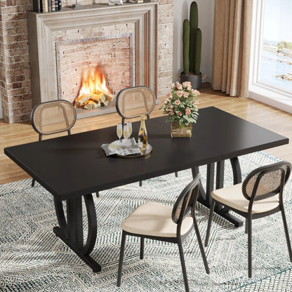 Grande Table à Manger Tribesigns – 4 à 6 personnes – 160 cm – Style Industriel Moderne avec Structure Métallique Renforcée