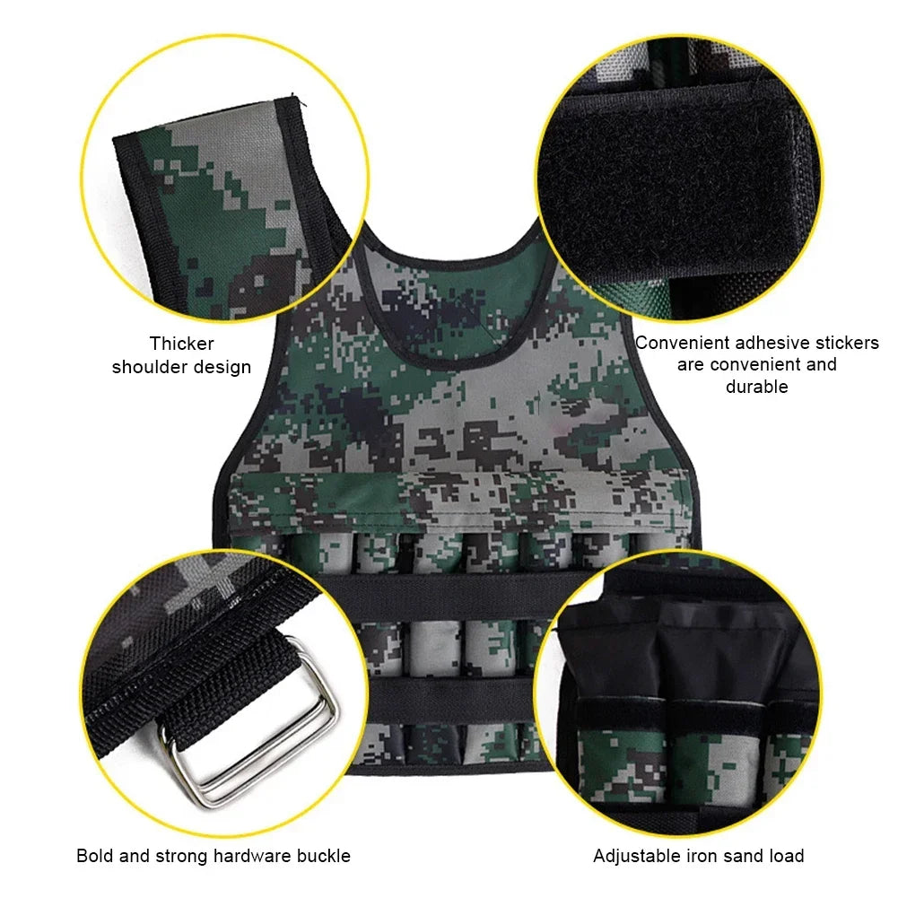 20kg charge gilet lesté réglable exercice formation Fitness veste gymnastique entraînement boxe gilet Fitness course sable gilet