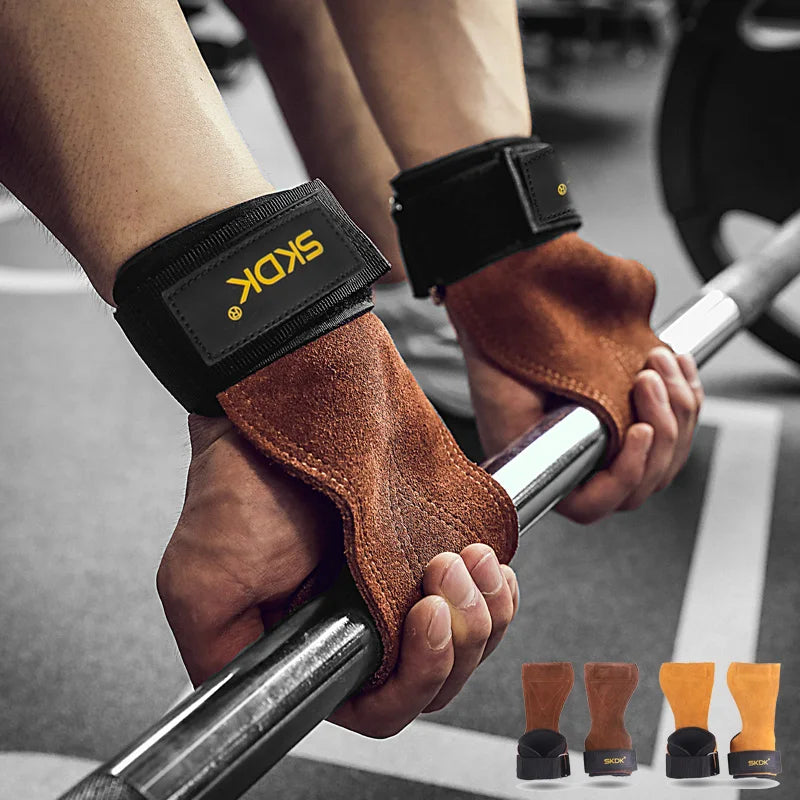 Poignées de gymnastique pour hommes et femmes, protège-paume en cuir de vache, gants d'haltérophilie, de Fitness, d'entraînement, avec bandes à poignets, équipement d'entraînement