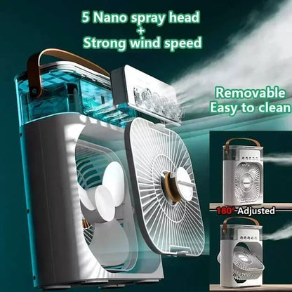 Nouveau 3 en 1 ventilateur climatiseur ménage Mini refroidisseur d'air LED veilleuse Portable humidificateur réglage de l'air ventilateur bureau maison ventilateur
