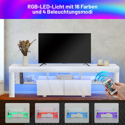 Modern White 160CM TV Cabinet for 32 to 65 inch TV With RGB LED Lights High Gloss Door TV Stand Living Room Furniture TV Cabinet