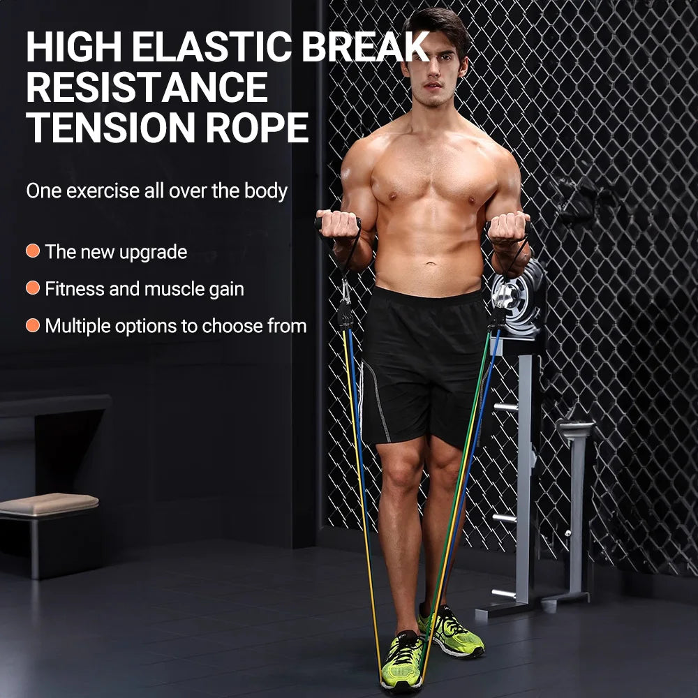 10-14 pièces/ensemble tirer corde musculation bandes de résistance ensemble multi-fonction tendeur costume musculation ceinture bandes élastiques